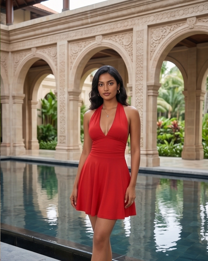 Backless Halter Neck Mini Dress