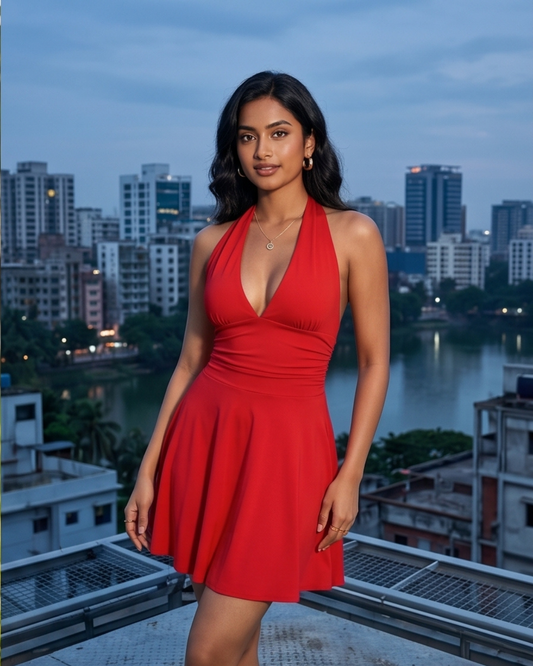 Backless Halter Neck Mini Dress